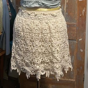 Eyelet, elastic waist mini skirt